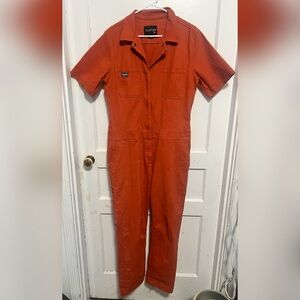 Wildfang Essential Short Sleeve coverall Orange Cotton Stitches Size L